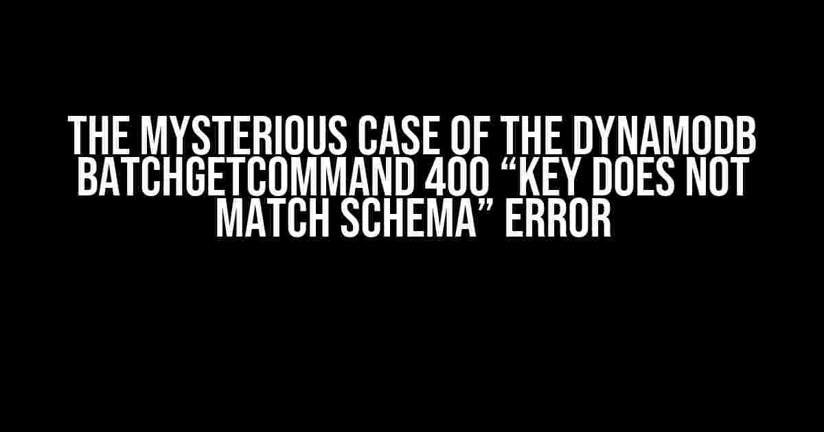 The Mysterious Case of the DynamoDB BatchGetCommand 400 “key does not match schema” Error